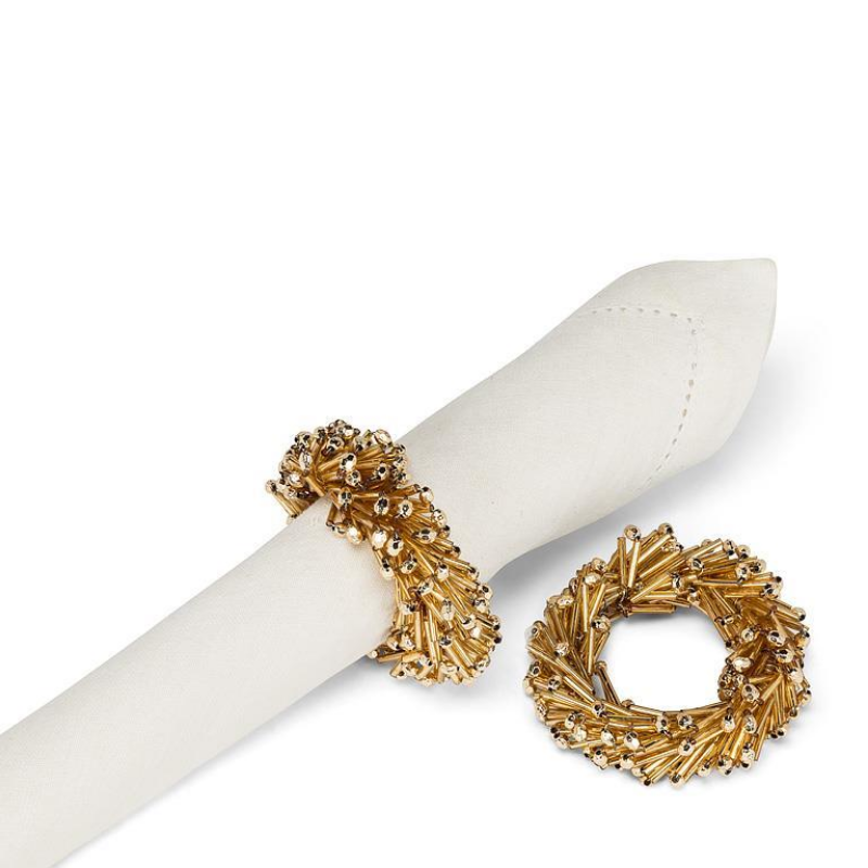 Gold Beaded Napkin Rings Set of 4
