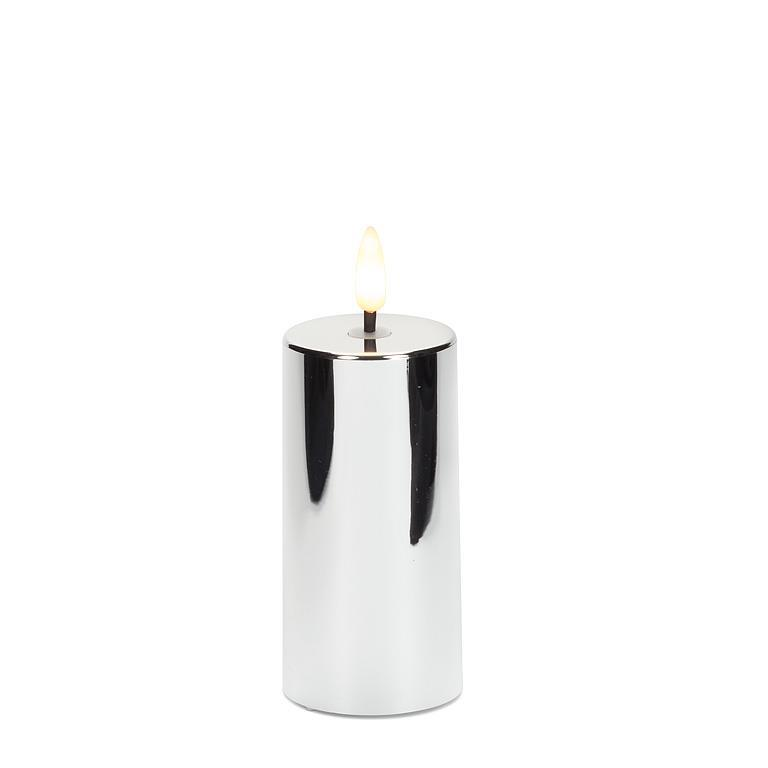 Small Metallic Silver Pillar Candle