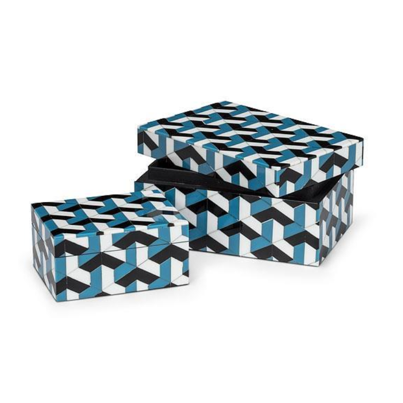 Blue Mosaic Boxes Set of 2