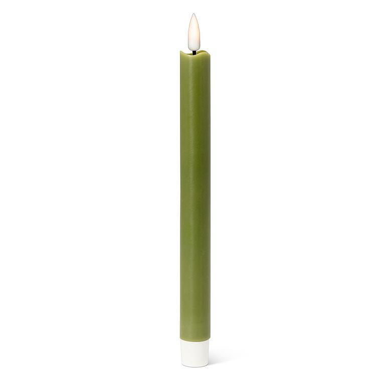 Set of 2 Green Flameless LED Taper Candles