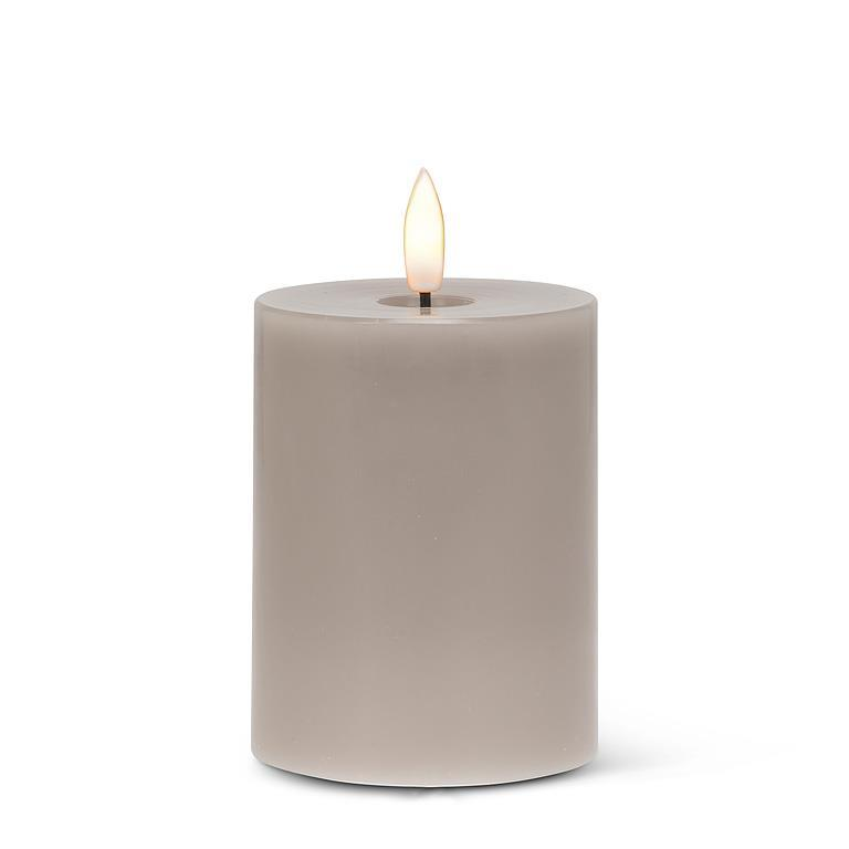 Grey Flameless LED 3x4 Pillar Candle