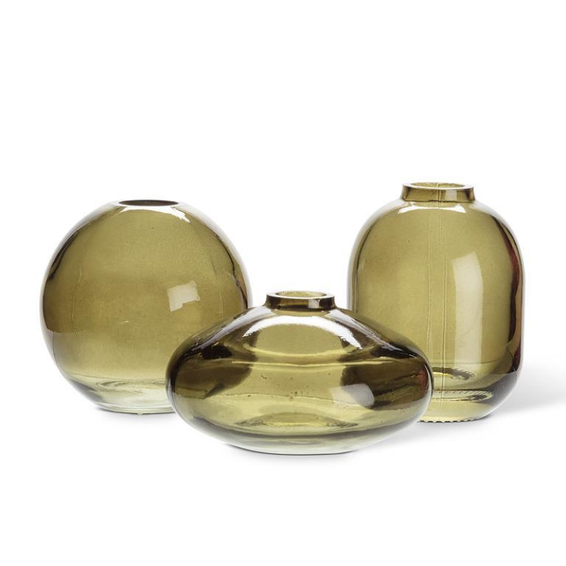 Set of 3 Green Bud Vases