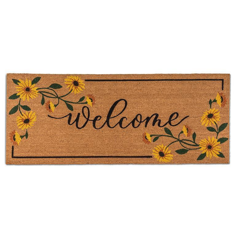 Long Welcome Doormat with Sunflowers