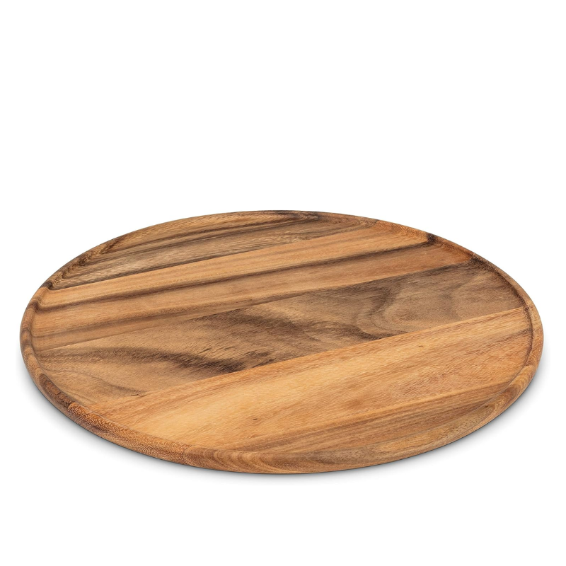 Round Wood Tray with Lip