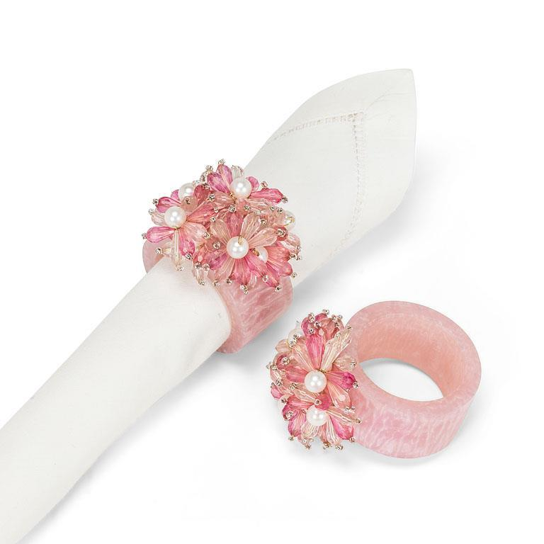 Pink Beaded Flower Napkin Ring