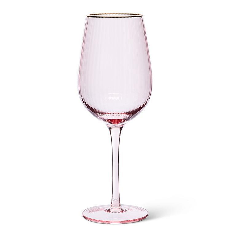 Pink Wine Gobelet with Gold Rim