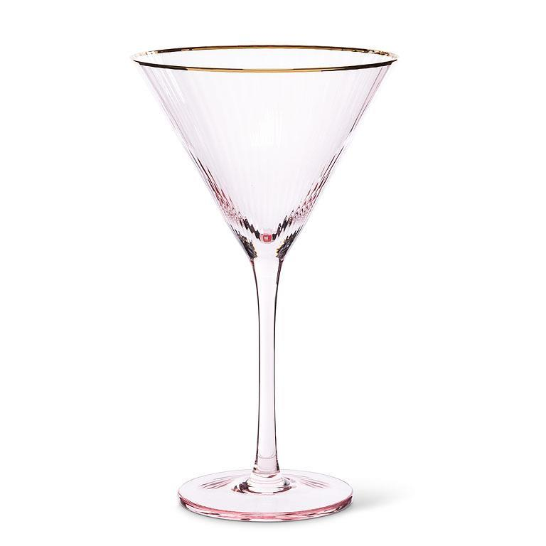 Pink Martini Glass with Gold Rim