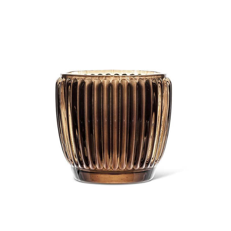 Brown Ribbed Votive