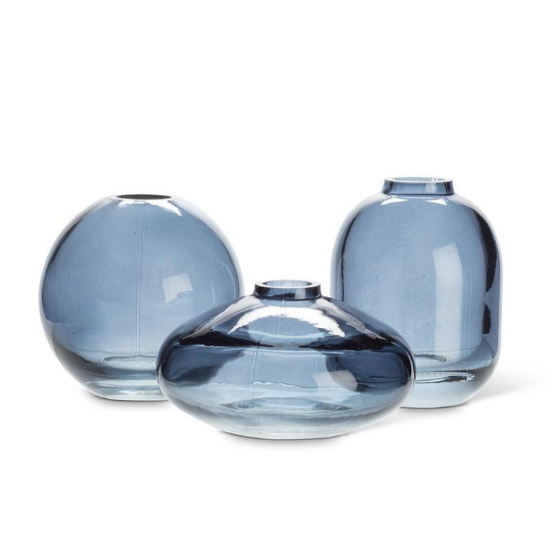 Set of 3 Dark Blue Bud Vases