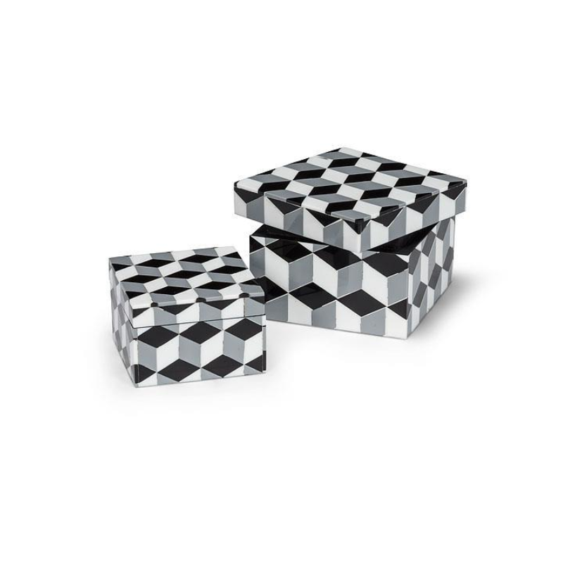 Small Grey Mosaic Boxes Set of 2