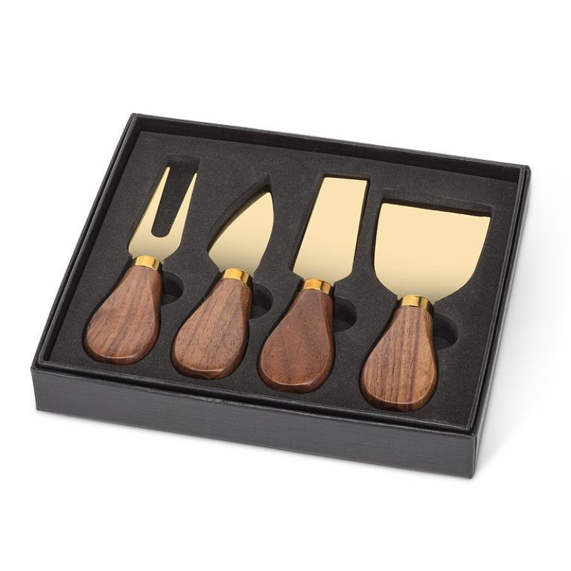 Set of 4 Walnut Handled Cheese Knives