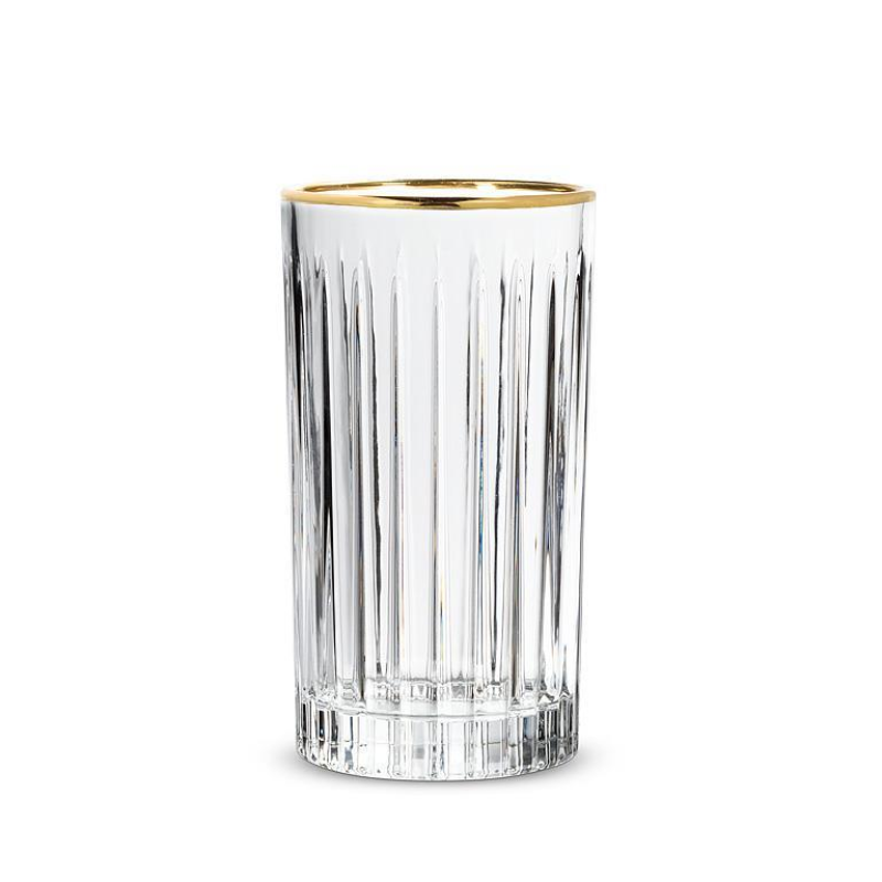 Gold Rim Ribbed Highball