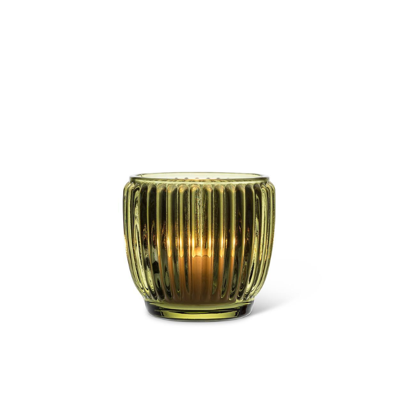 Small Moss Ribbed Votive Holder