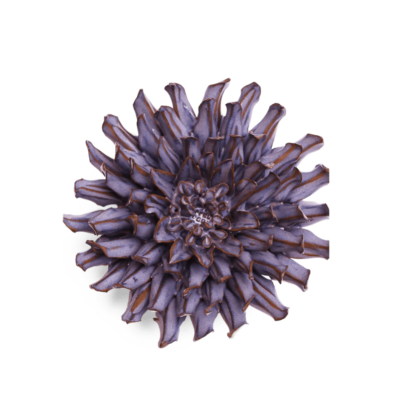 Violet Blue Fleur de Lis Mum Ceramic Flower