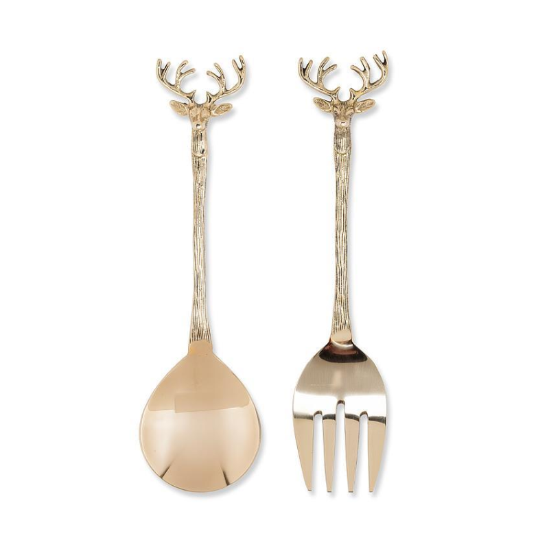 Gold Stag Head Salad Servers