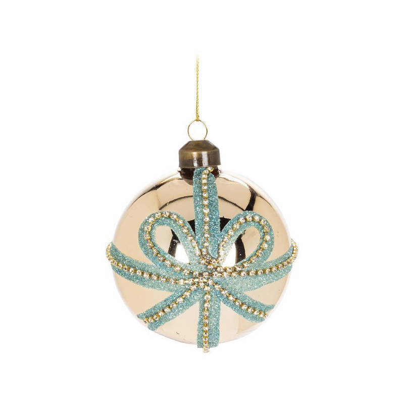 Blue Bow Ball Ornament