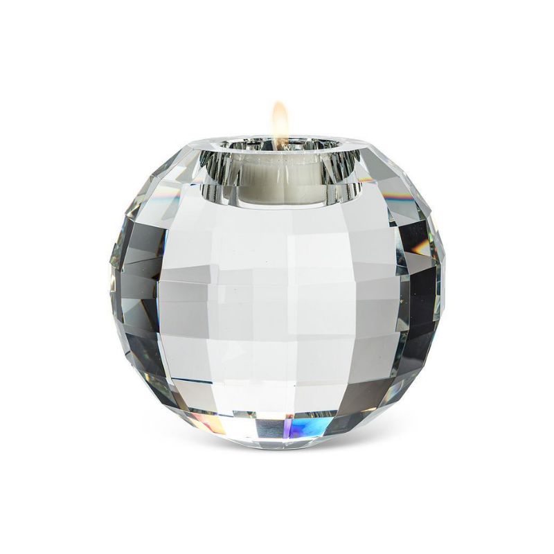 Large Clear Facet Ball Tealight Holder