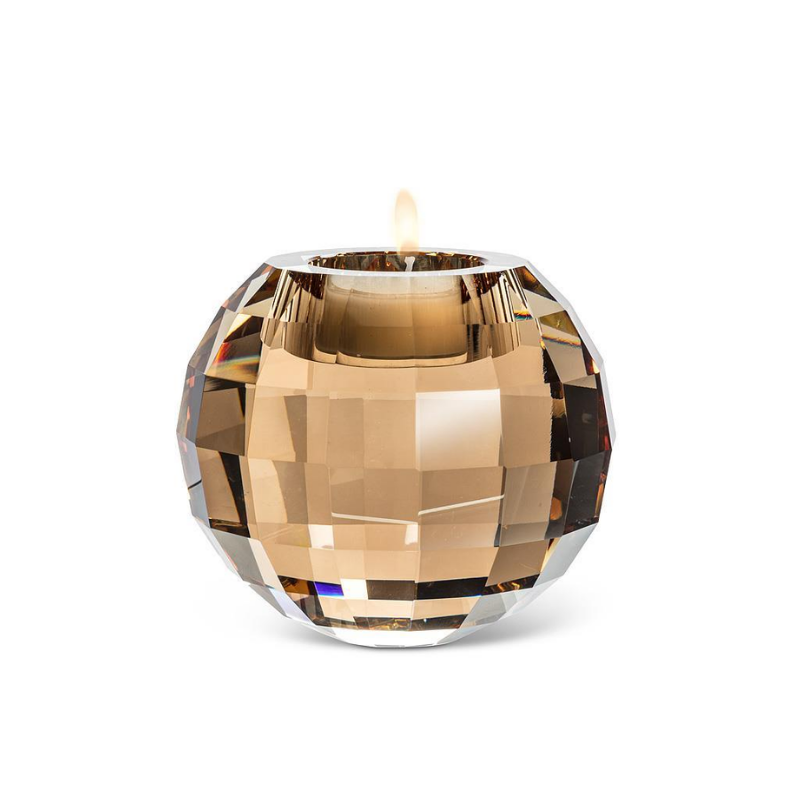 Small Amber Facet Ball Tealight Holder