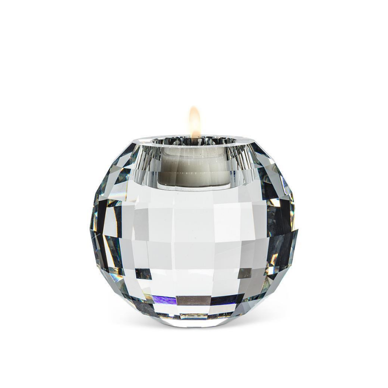 Small Clear Facet Ball Tealight Holder