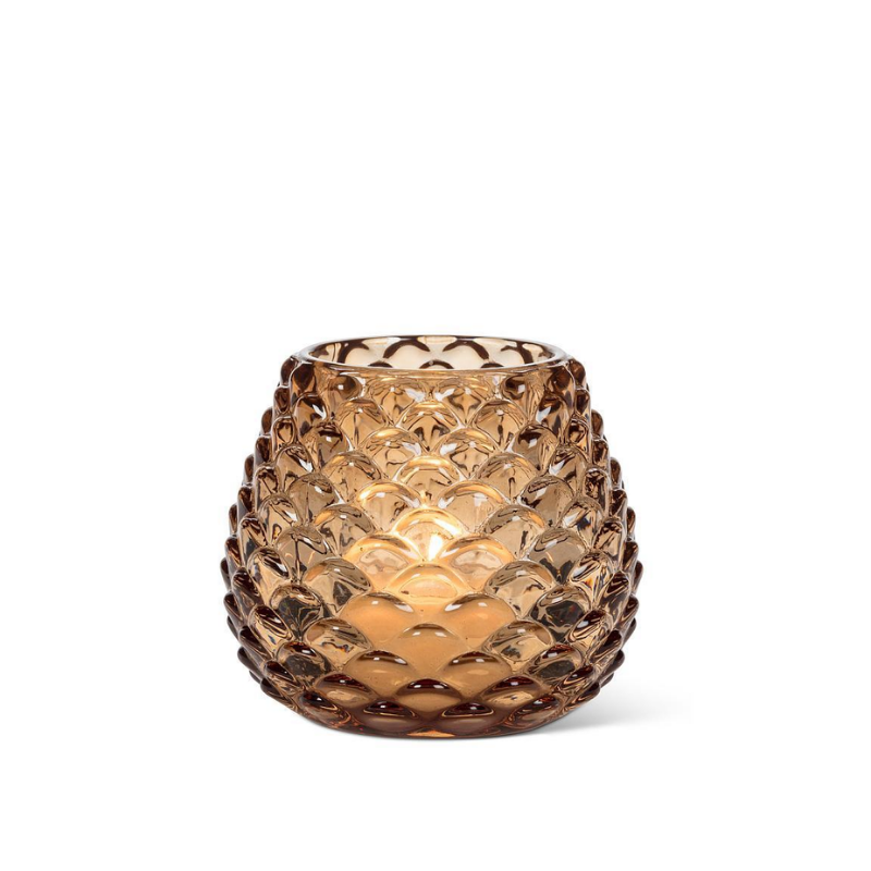 Medium Amber Pinecone Tealight Holder