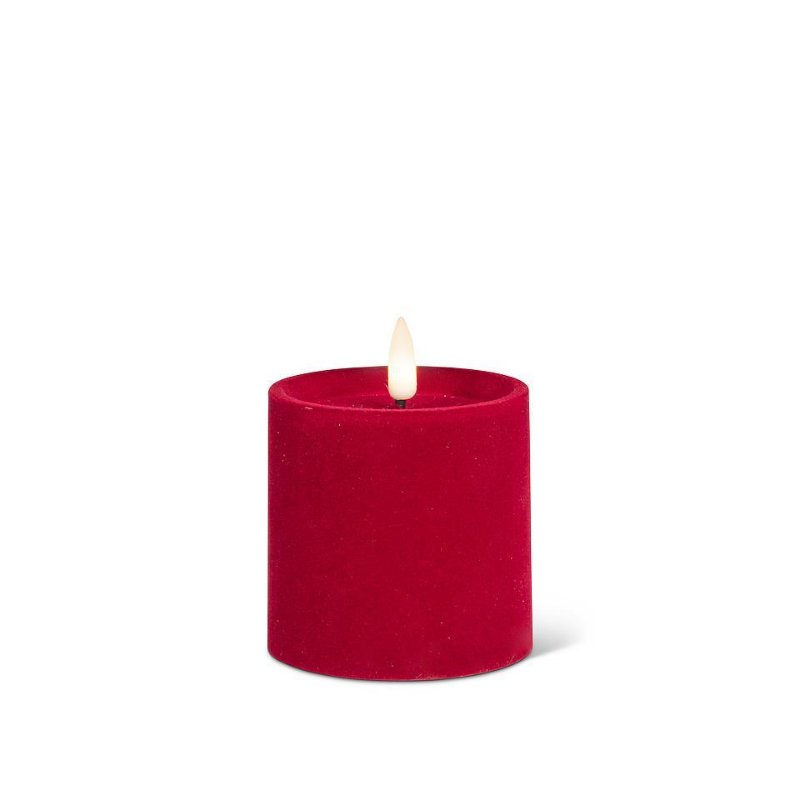 Burgundy Velvet 3x3 LED Pillar Candle