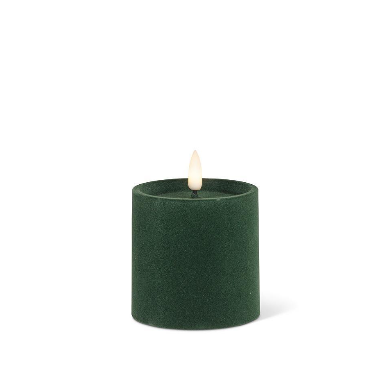Green Velvet 3x3 LED Pillar Candle