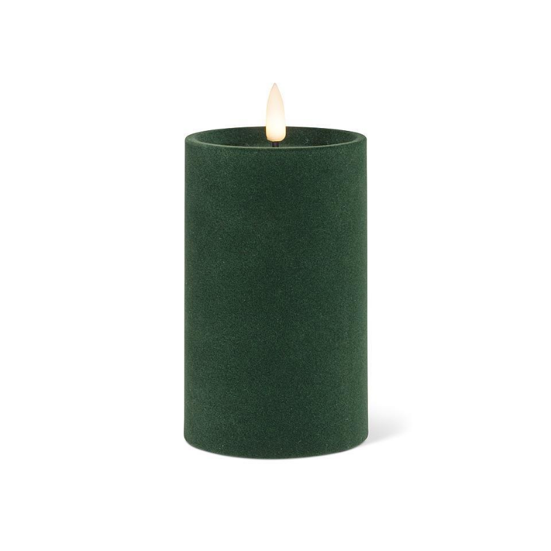 Green Velvet 3x5 LED Pillar Candle