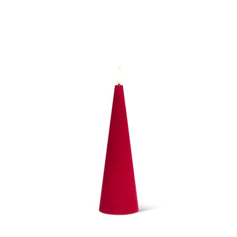 Small Burgundy Velvet LED Cone Candle
