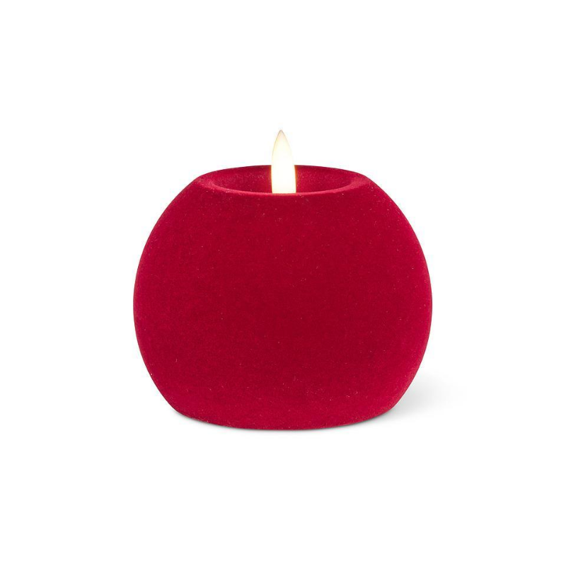 Burgundy Velvet LED Ball Candle