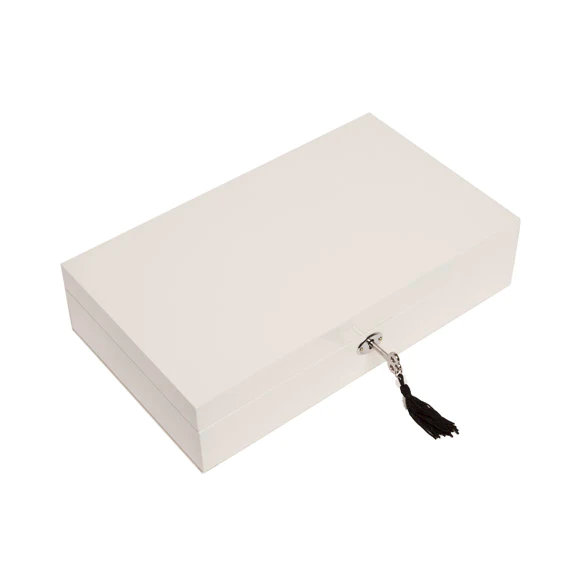 Emma Single Hinged White Jewelry Box