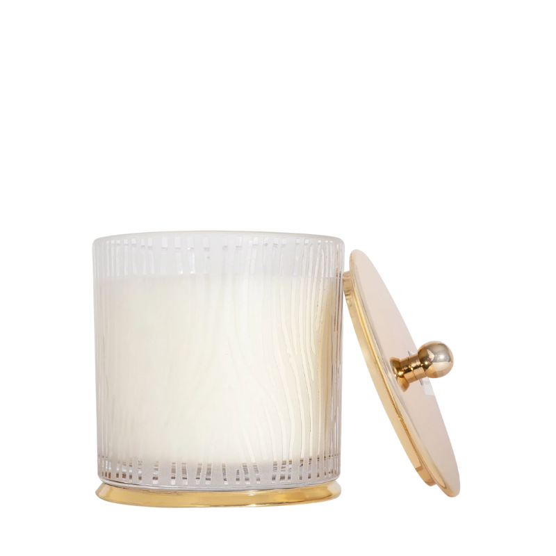 Thymes Frasier Fir Large Frosted Wood Grain Candle