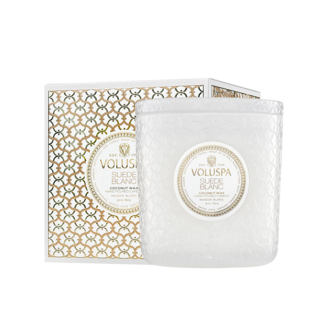 Voluspa Suede Blanc Luxe Candle