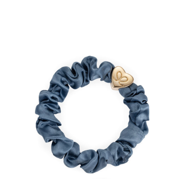 Gold Heart Silk Scrunchie