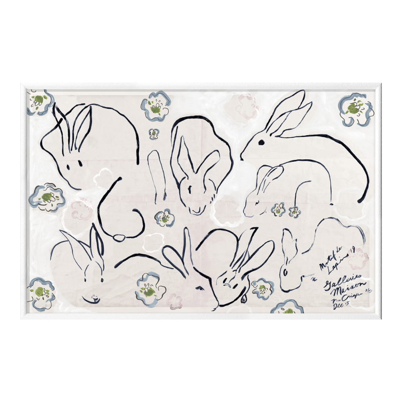 Small Floral Bunnies Wall Art
