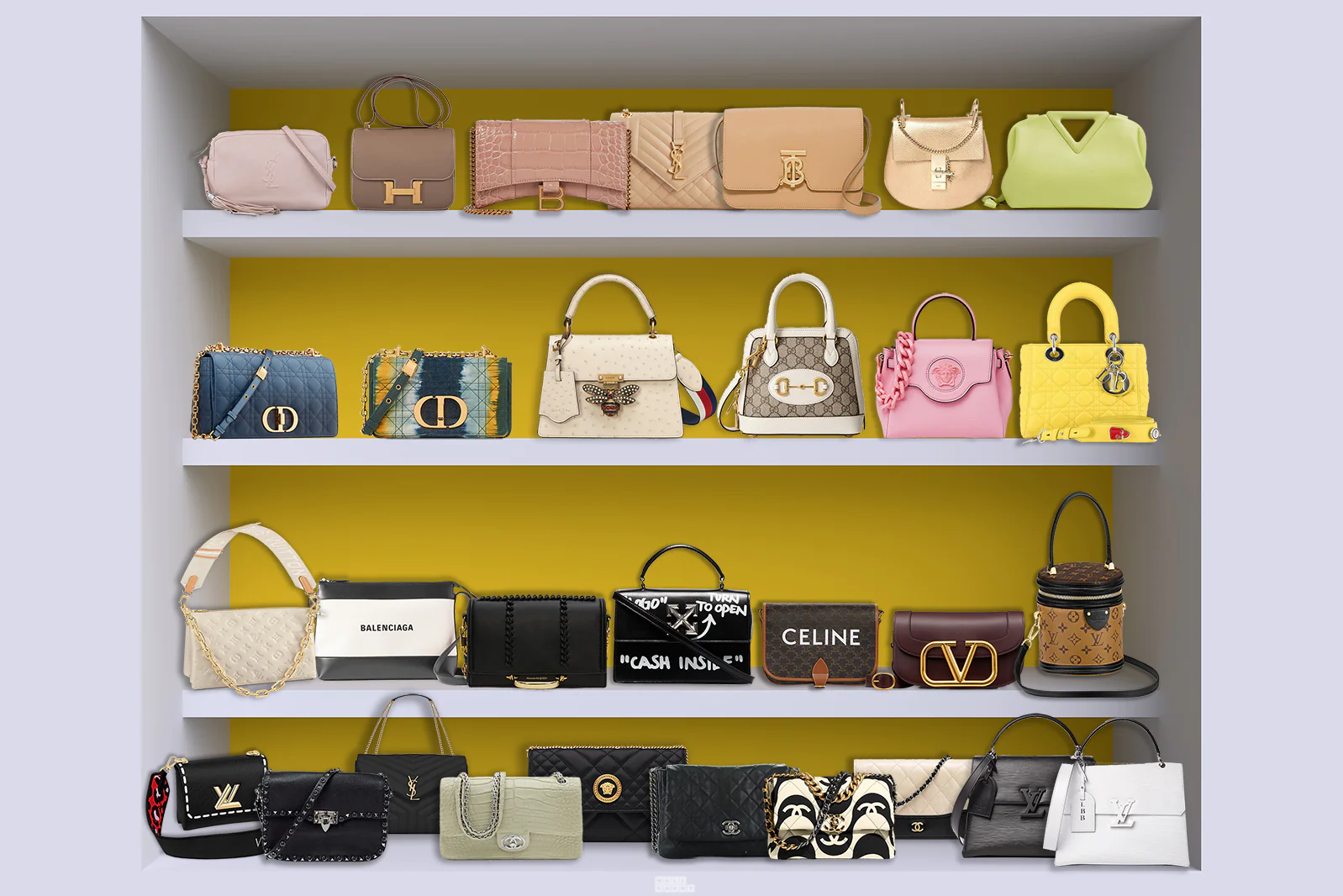 Designer Handbags in Yellow Wall Art
