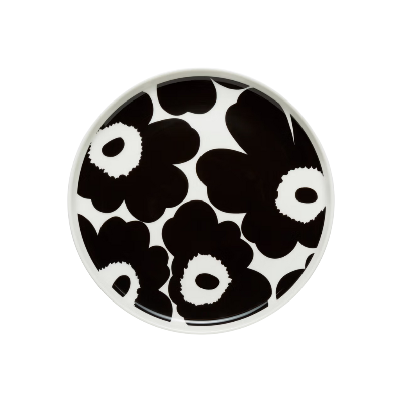 Marimekko Black & White Oiva Unikko Salad Plate