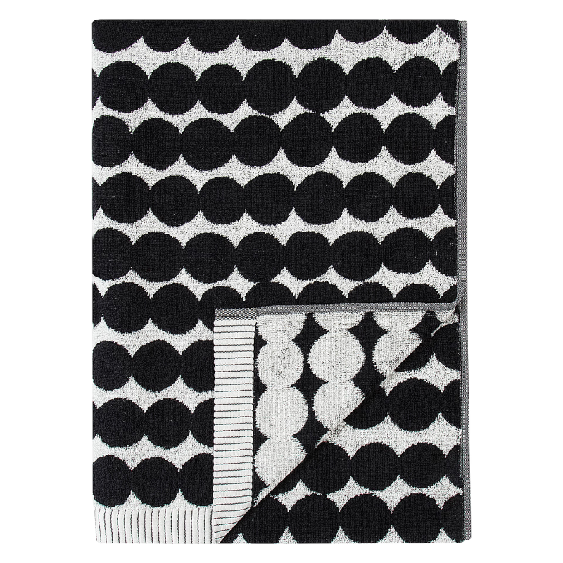 Marimekko Black &amp; White Rasymatto Bath Towel