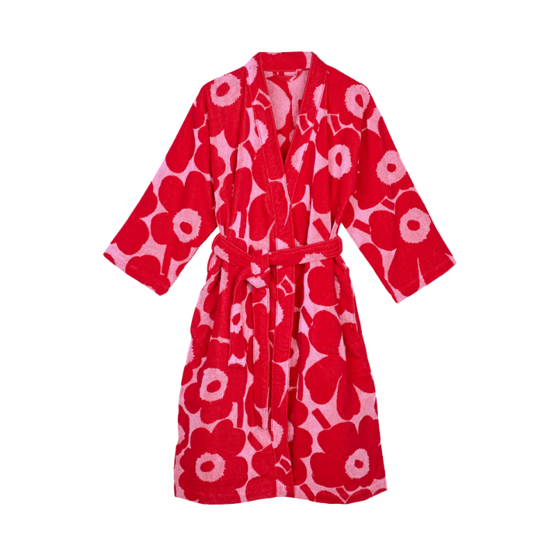 Marimekko Red & Pink Unikko Bathrobe