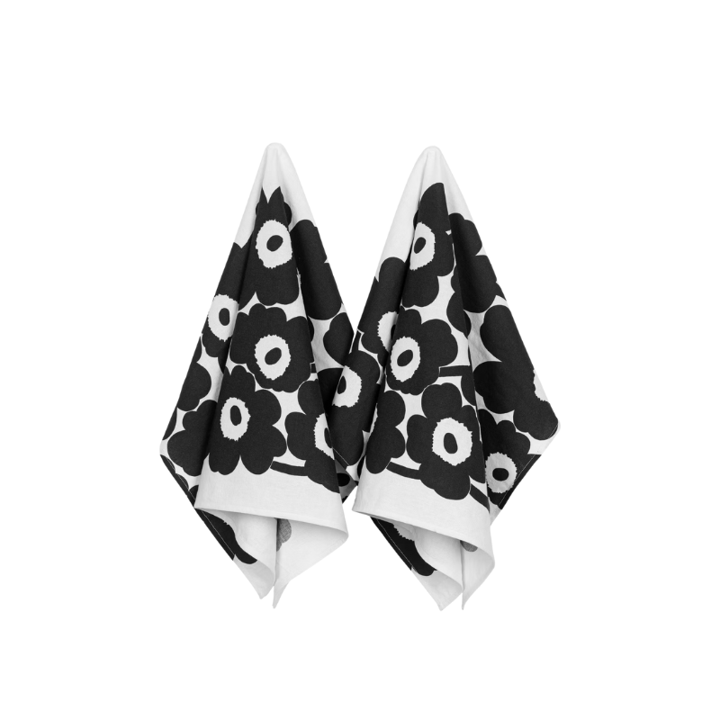 Marimekko Set of 2 Unikko Black & White Tea Towels