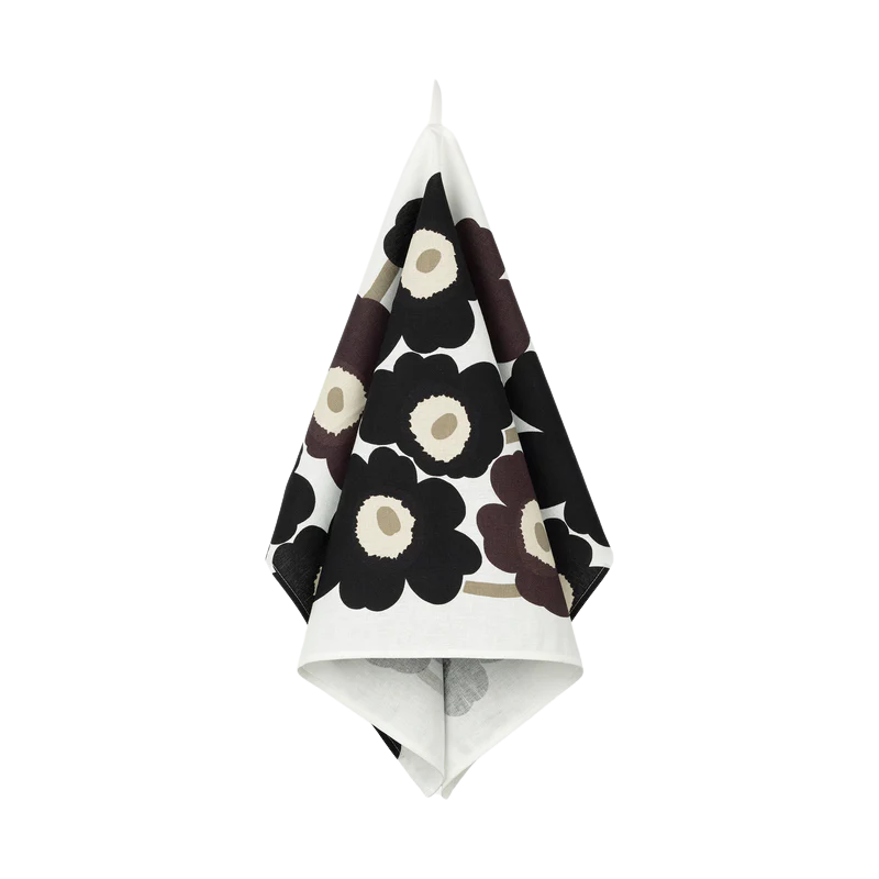 Marimekko Black Pieni Unikko Kitchen Towel - Boutique Marie Dumas