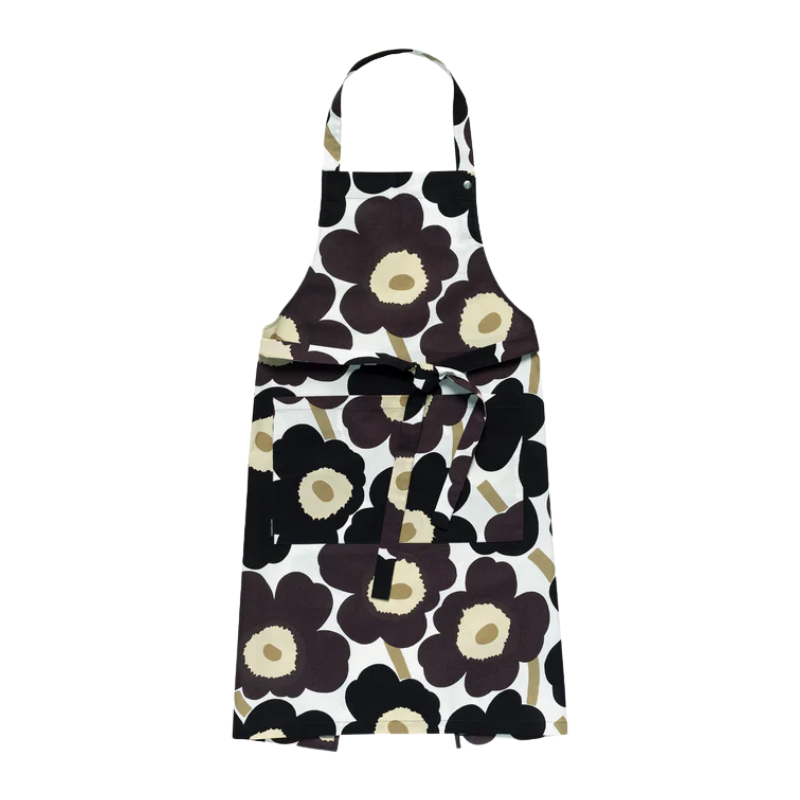 Marimekko Black Pieni Unikko Apron - Boutique Marie Dumas