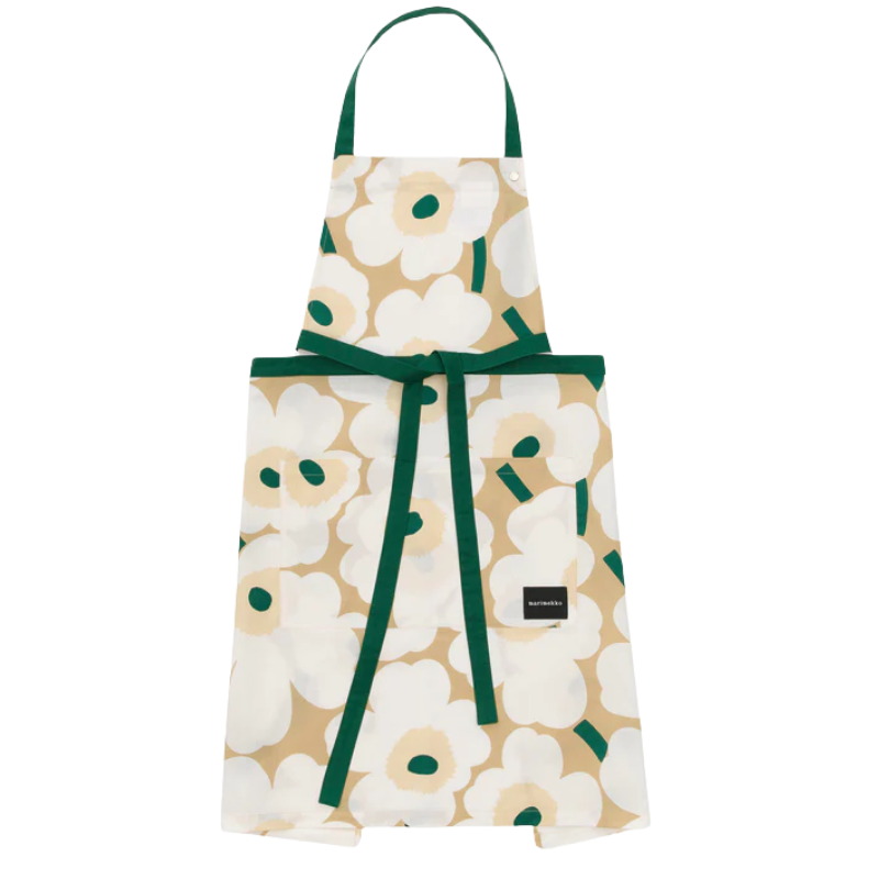 Marimekko Beige & Green Pieni Unikko Apron