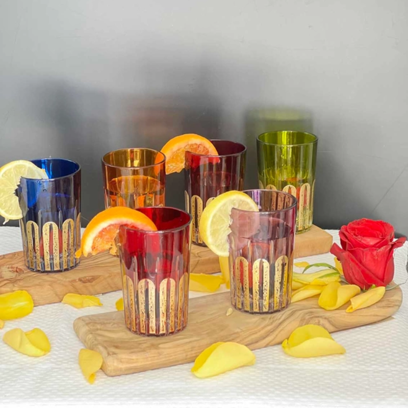 Set of 6 Golden Arcades Tea Glasses