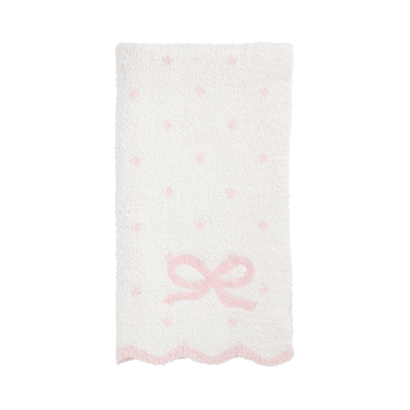 Pink Bow Chenille Blanket