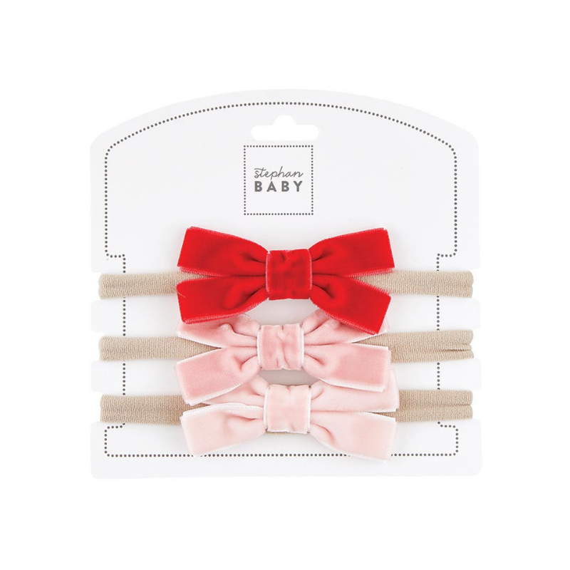 Pink &amp; Red Bow Headband Set
