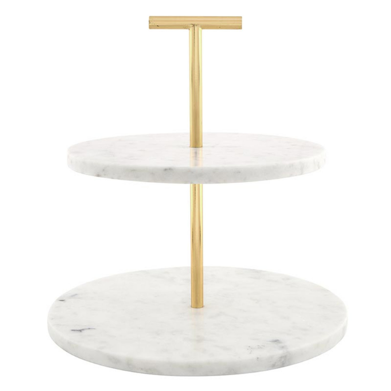 White Marble Two Tier Stand