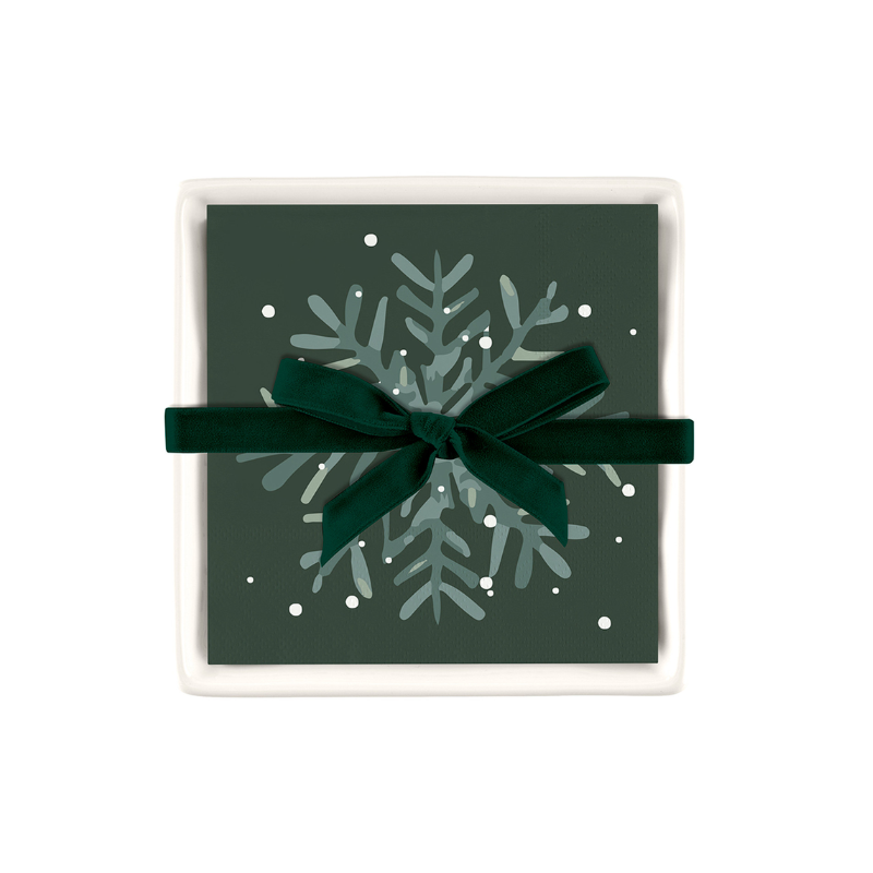 Snowflake Napkins with Ceramic Tray