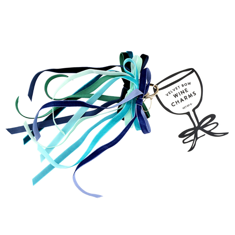 Blue Bow Wine Charms