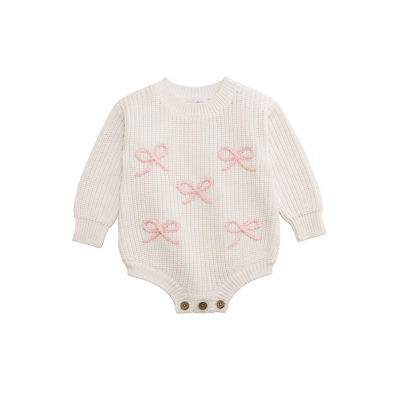 Bow Chainstitch Baby Sweater