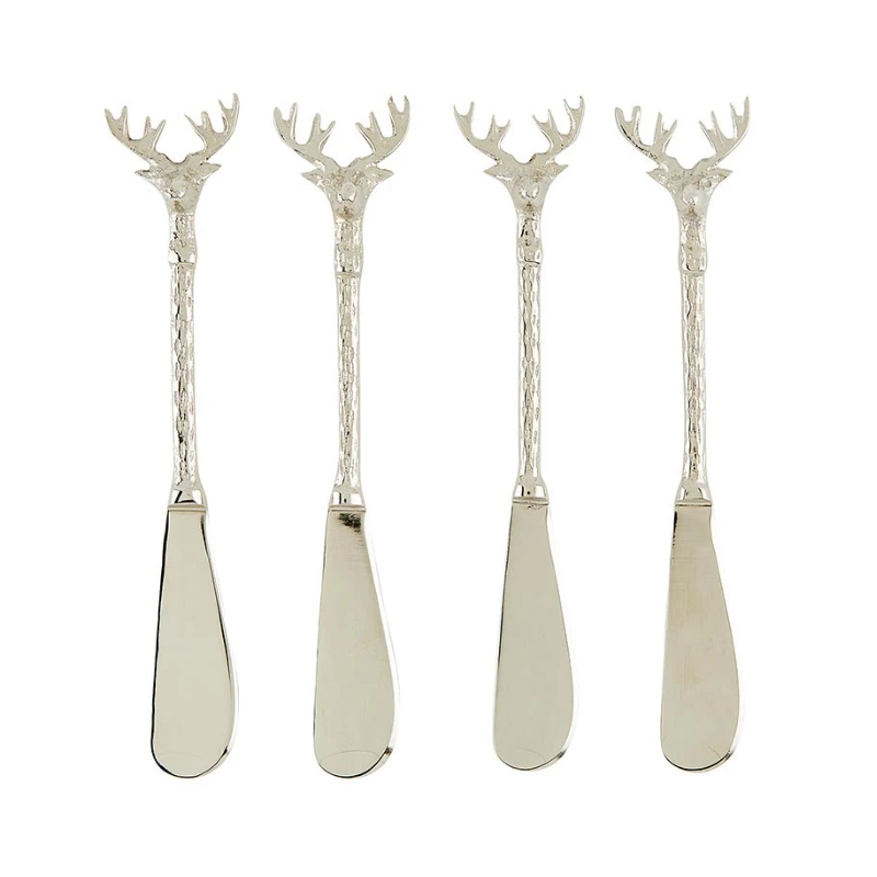 Set of 4 Silver Stag Spreaders